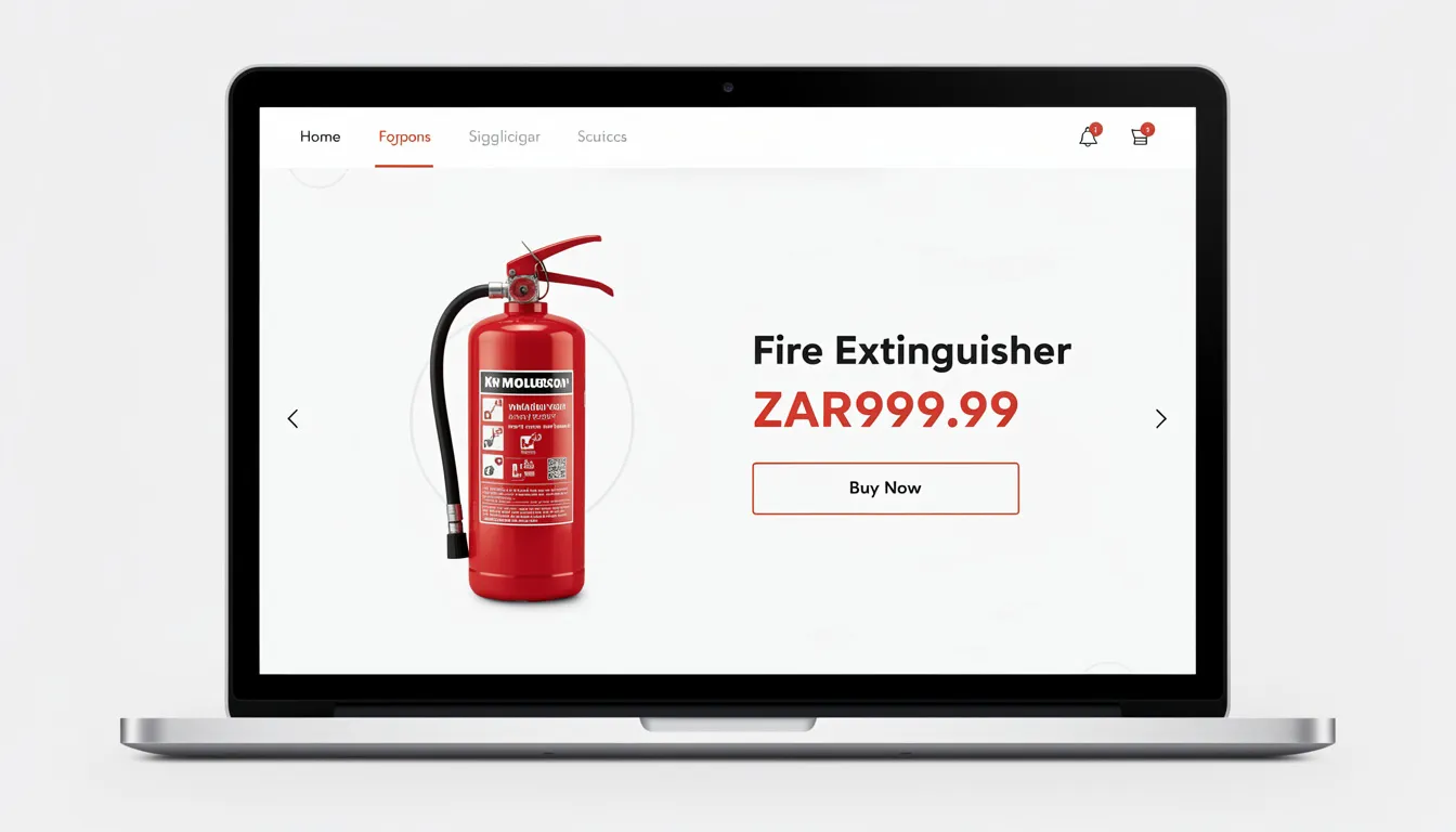 ecommerce fire extinguisher priced at ZAR999.99