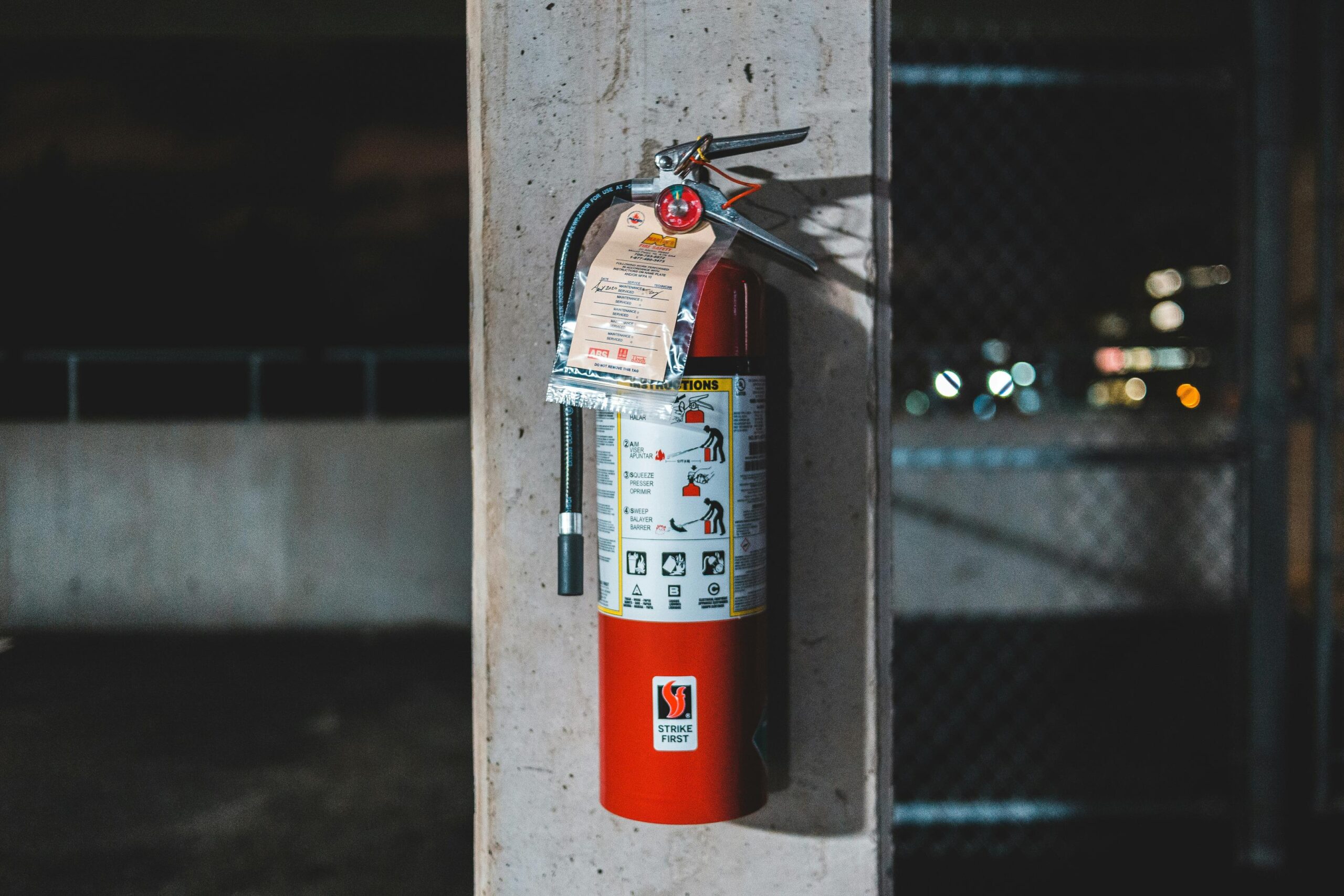 Fire extinguisher in industrial setting