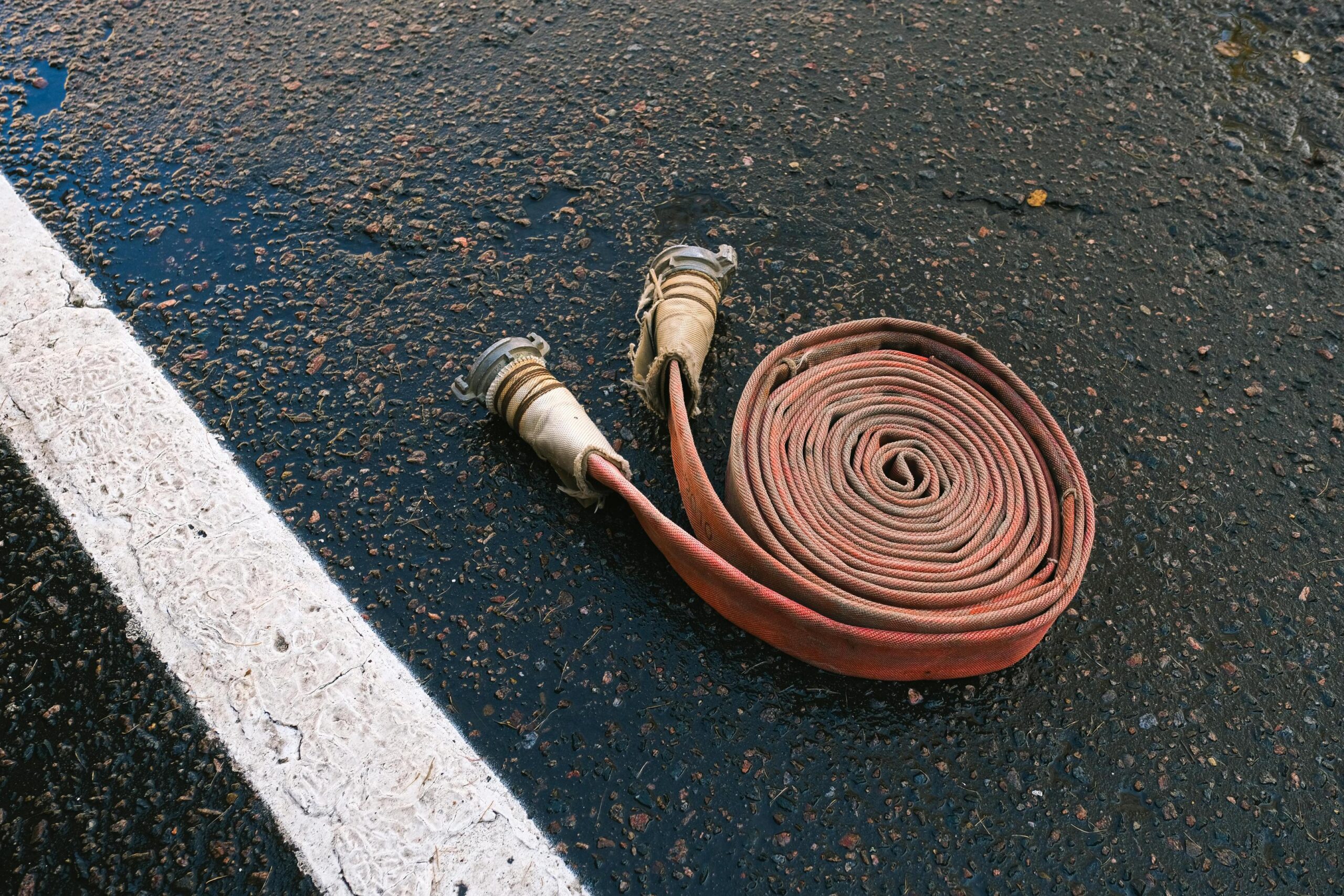 Hose pipe scene representing layflat hose use for temporary discharge runs.